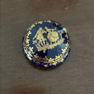Vintage Blue and Gold Limoges Trinket Box
